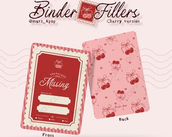 Laminated Kpop Photocard Binder Fillers - Cherry version