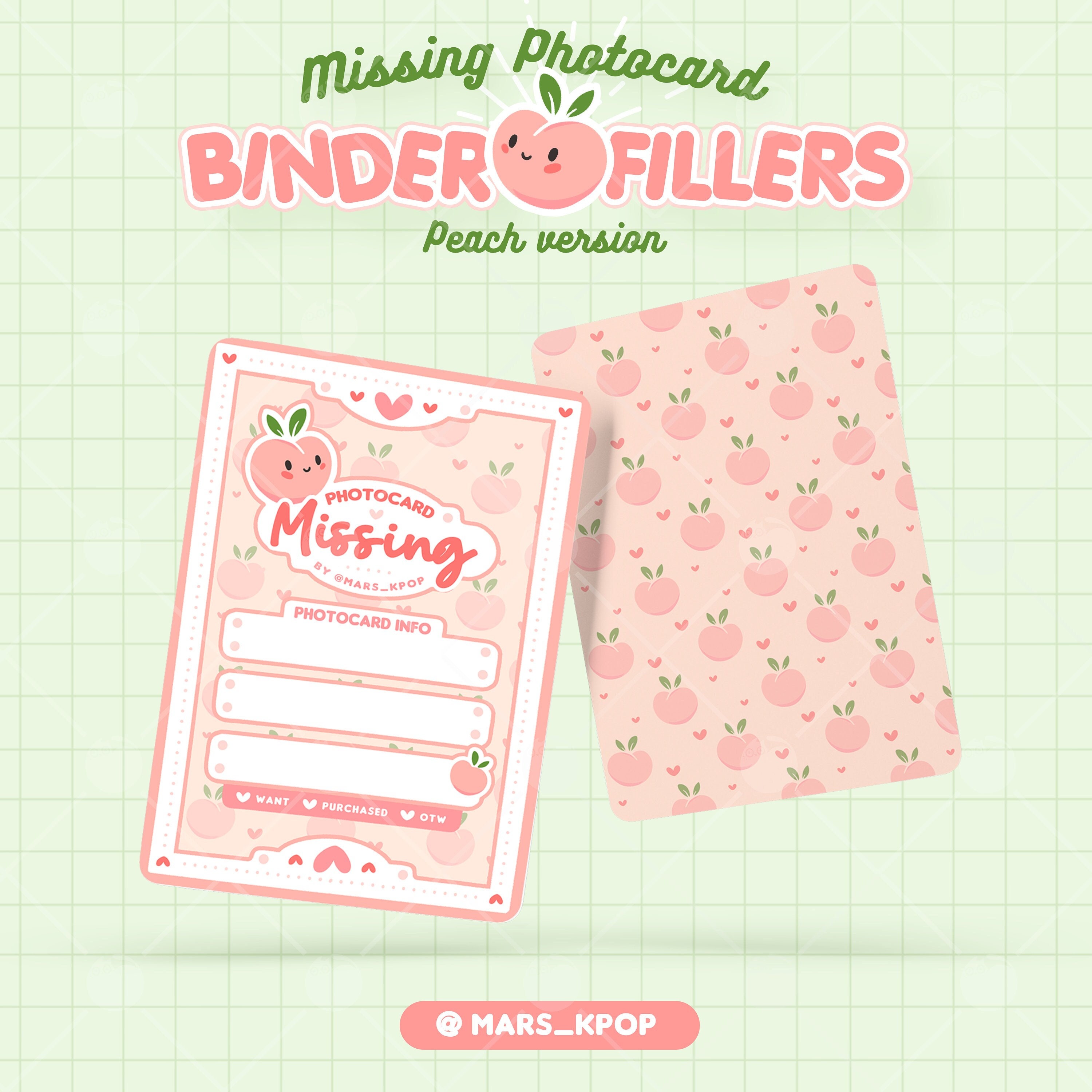 Kpop Photocard Binder Fillers - Peach version