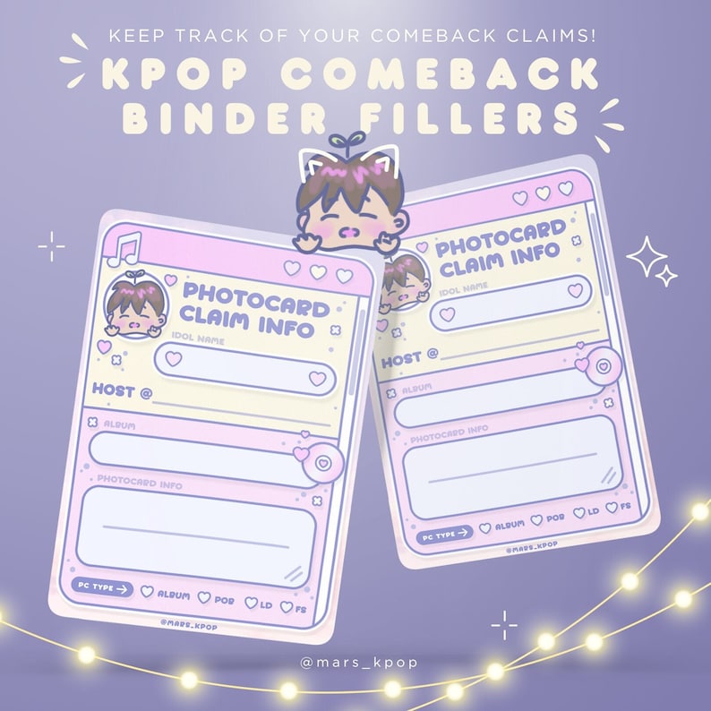 Kpop Comeback Photocard Binder Fillers Boygroup Ver. Etsy