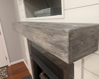 Weathered Gray Mantel, Mantle, Floating Shelf, Floating Mantel, Fireplace Mantel, Custom Order, Custom Woodwork, Weathered Gray,