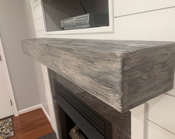 Weathered Gray Mantel, Mantle, Floating Shelf, Floating Mantle, Fireplace Mantle, Custom Order, Custom Woodwork, Weathered Gray,