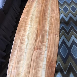 Surf Board Coffee Table, Mid Century Modern, Cherry coffee table, end table, Entry table, Custom Woodwork, coffee table, hallway table