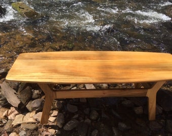 Surf Board Coffee Table, Quarter Sawn Sycamore,  Mid Century Modern, Coffee table, End table, Custom Order, Custom Woodwork, Custom Design,