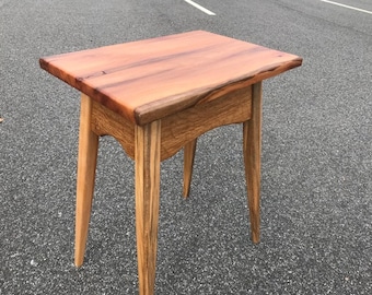 Quarter Sawn Ambrosia Sycamore, Oak, Small Shaker End Table-Night Stand, End Table, Custom Table, Splayed Legs, Side Table, Bedside Table,