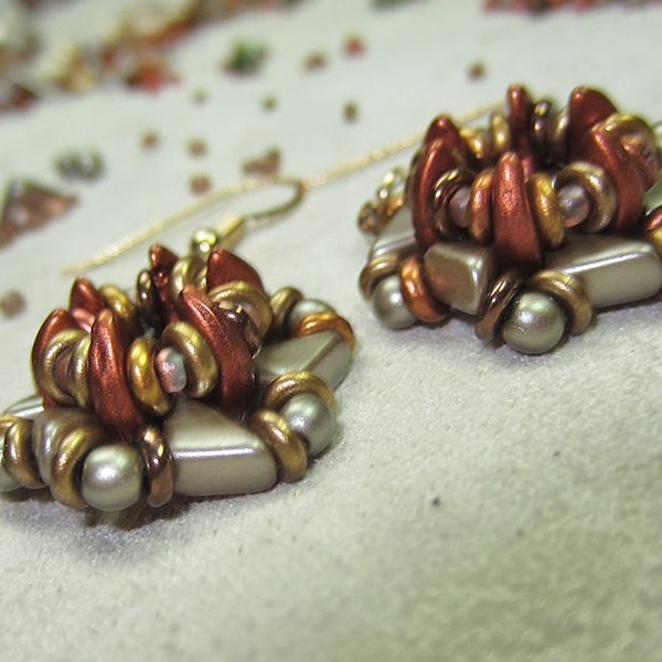 Beading tutorial Gears for Ears with Crescent and Tango beads