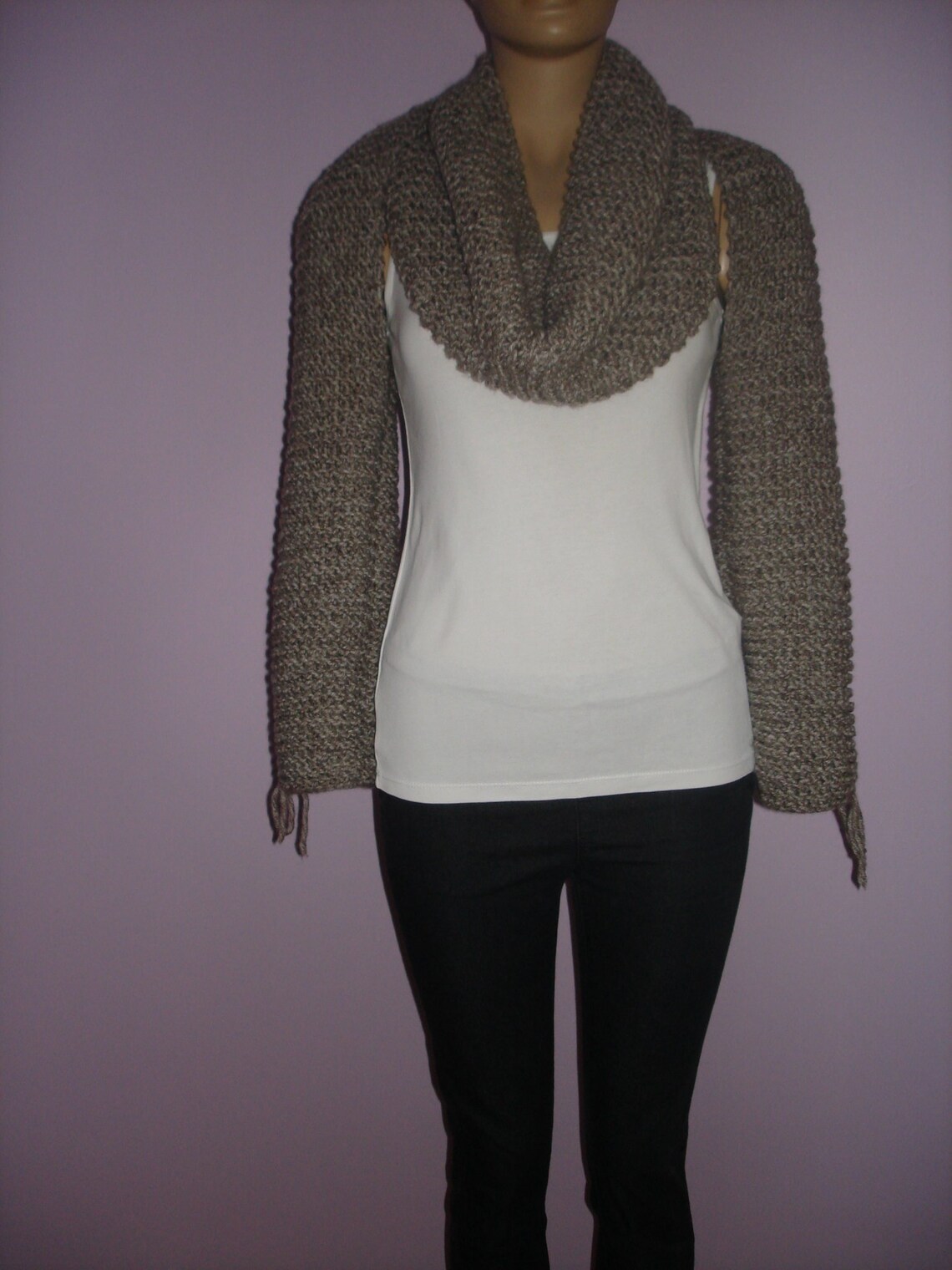 Knit Chunky Bolero Shrug Knit Long Sleeve Wool Bolero Scarf Etsy