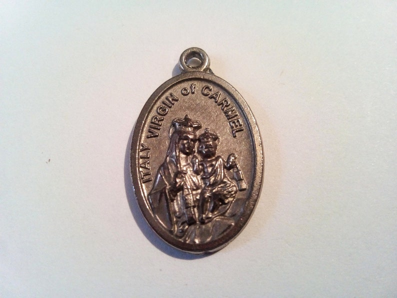 VIRGIN OF CARMEL Vintag medal Italy Rare Sacred Heart of Jesus image 0