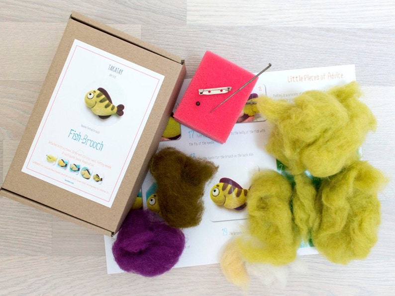 DIY Needle Felting FISH KIT. Complete kit to make felted Fish Etsy