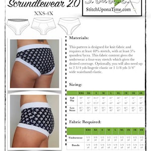 Scrundlewear Ladies Underwear PDF Sewing Pattern, Boyshorts, Briefs and More, XS-XXXL image 2