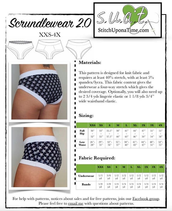 Lace Knickers / Panties - Womens Paper Sewing Pattern - Two Stitches Patterns Lace Knickers / Panties - Womens Paper Sewing Pattern - Two Stitches Patterns