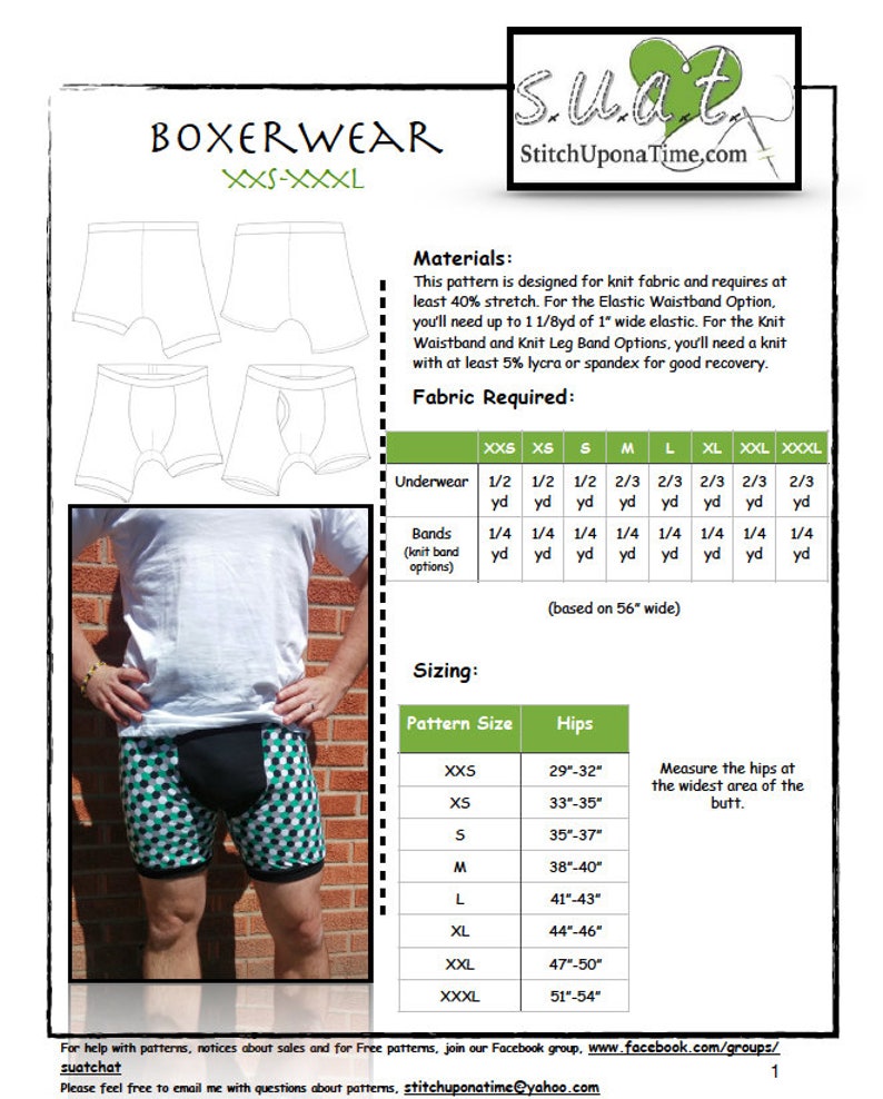 Men's Boxerwear Boxer Brief Pattern XXSXXXL Etsy