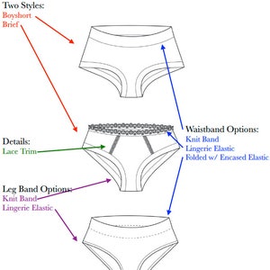 Scrundlewear Ladies Underwear PDF Sewing Pattern, Boyshorts, Briefs and More, XS-XXXL image 3