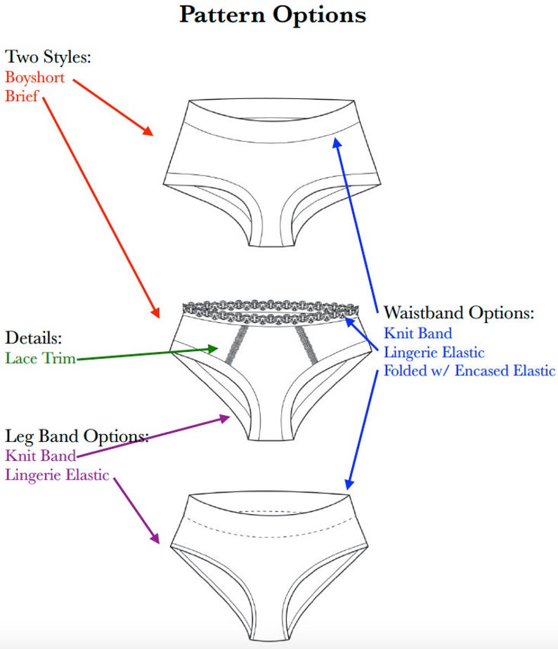 Scrundlewear Ladies Underwear PDF Sewing Pattern, Boyshorts, Briefs and More, XS-XXXL image 3