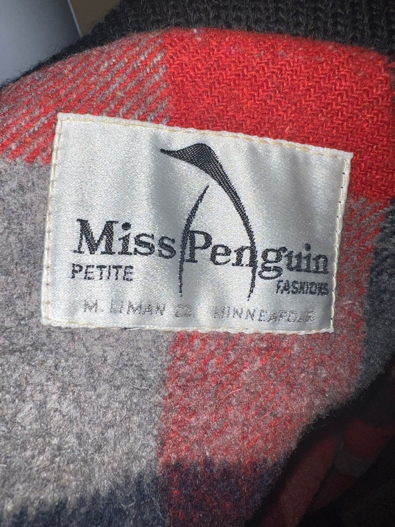 Vintage MISS Penguin Fashions Red and Plaid 100% … - image 4