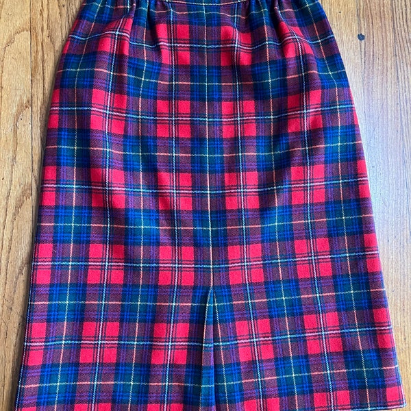 60s 70s vintage Womens Pendleton Wool Plaid Skirt size 6 small Christmas