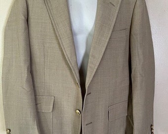 Palm Beach Money Beige Mens  vintage hopsack Jacket dinner sportcoat Blazer size 42