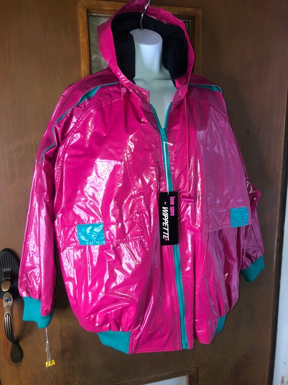 New Pink vintage womens 80s Wippette Shiny Pvc Vin