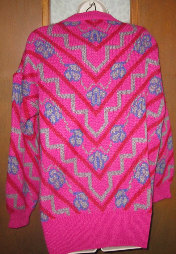 Chevron Roses 80S vintage womens Neon Geometric S… - image 3