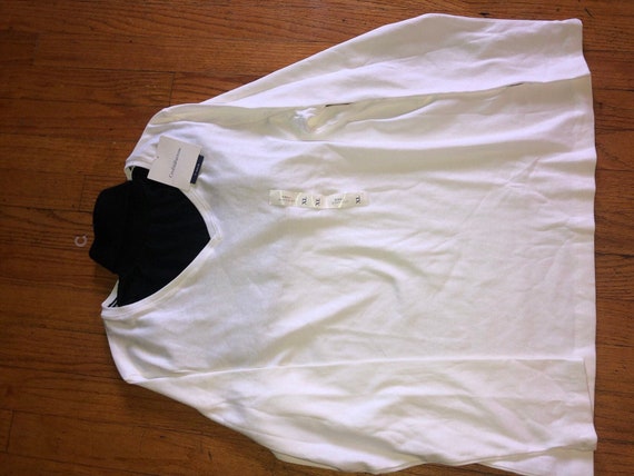 Crazy Cousin White V-Neck Sweater with Black Dickey