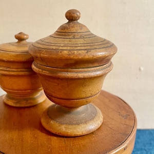 Antique Miniature Lidded Spice Container, Treen, Lathe Turned