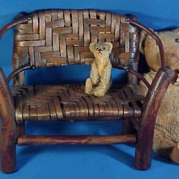 Antique Hickory Hoop Settee, Couch, Miniature Salesman Sample, Doll Chair, Old Hickory