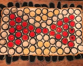 Antique Penny Rug, Sewn Rug, Wool Linen on Burlap, Antique Americana, Antique Primitive, Folk Art