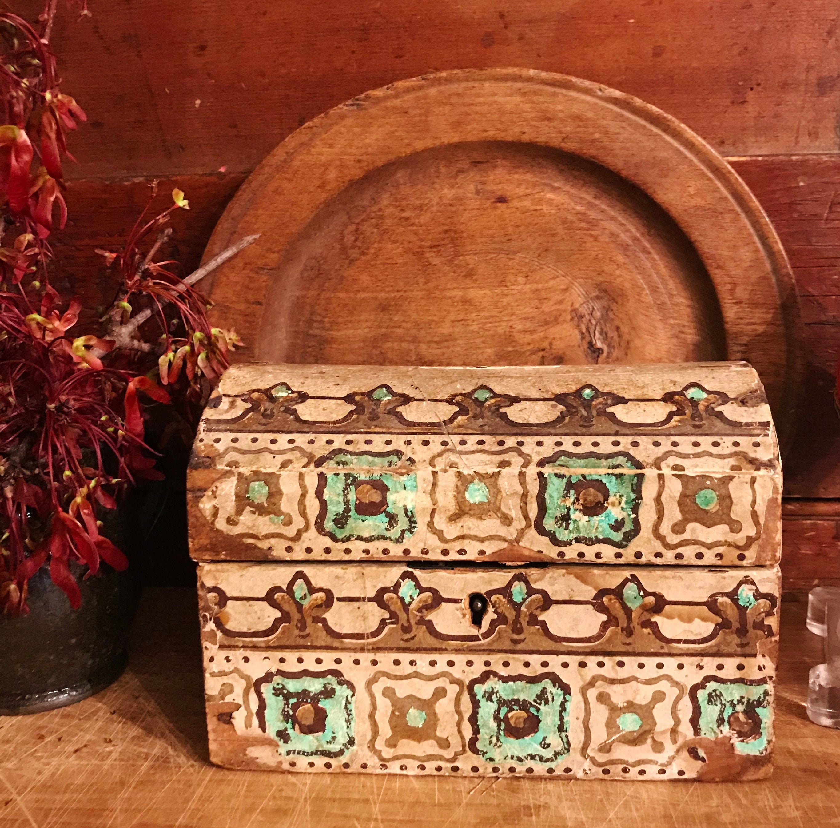 Antique Wallpaper Box Small Dome Topped Wooden Box Etsy
