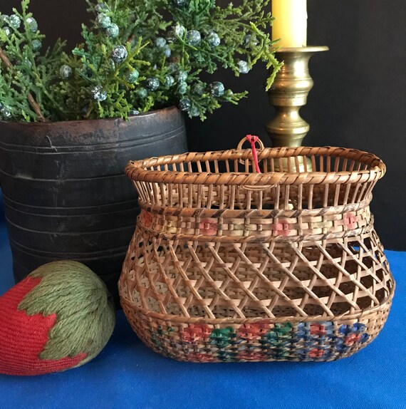 Antike Korb bemalt Miniatur-Weiden-Nähen-Korb Puppe Korb | Etsy