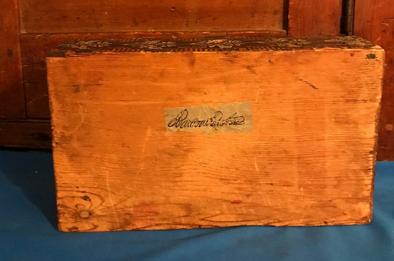 Antique Wallpaper Box Dome Topped Wooden Box Angel or Cupid Etsy