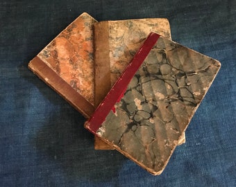 Antique Miniature Books with Marbled Covers