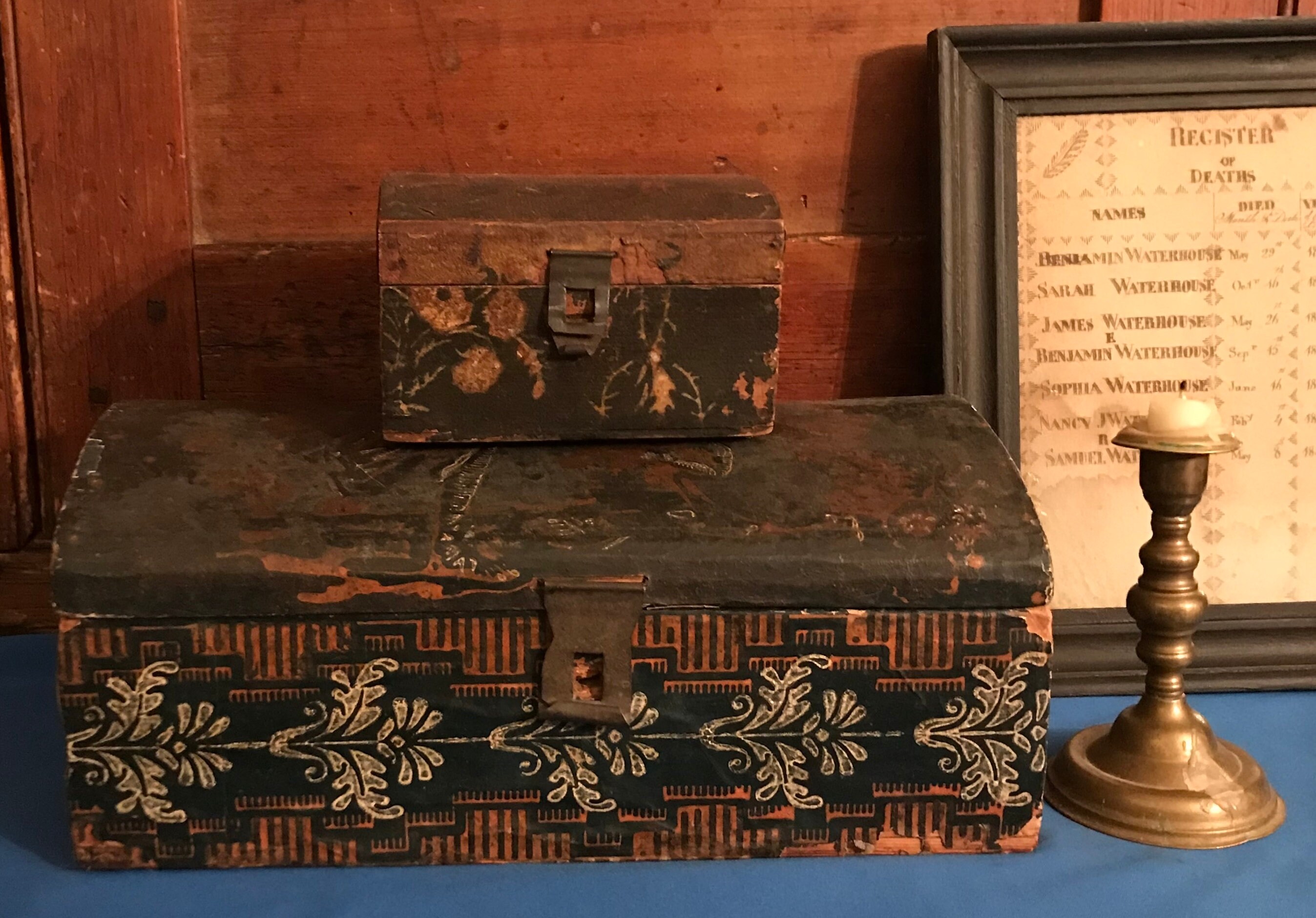 Antique Wallpaper Box Dome Topped Wooden Box Angel or Cupid Etsy