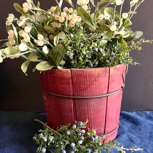 Antique Wooden Shaker Bucket in Red Paint