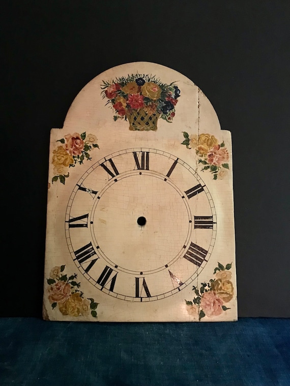 Antique Clock Face, Painted Wood