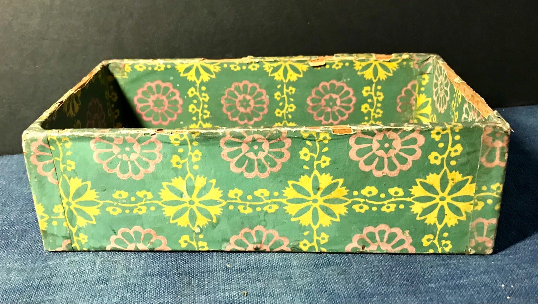 Antique Wallpaper Box, Vibrant Hand Blocked Paper Etsy
