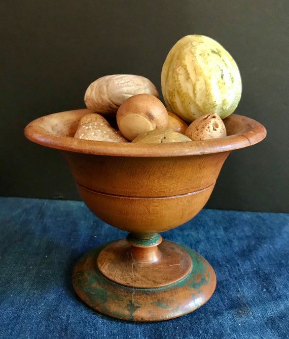 Antique Miniature Wood Compote Pedestal Bowl Maple With Etsy