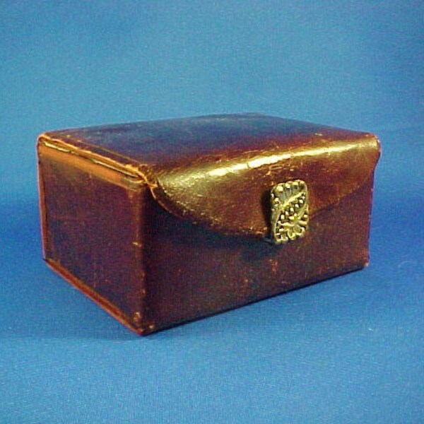 Reserved--Antique Shaker Sewing Box, Bronzed Leather & Silk Sewing Box, Provenance, Needlecase, Thimble, Pin Cushion