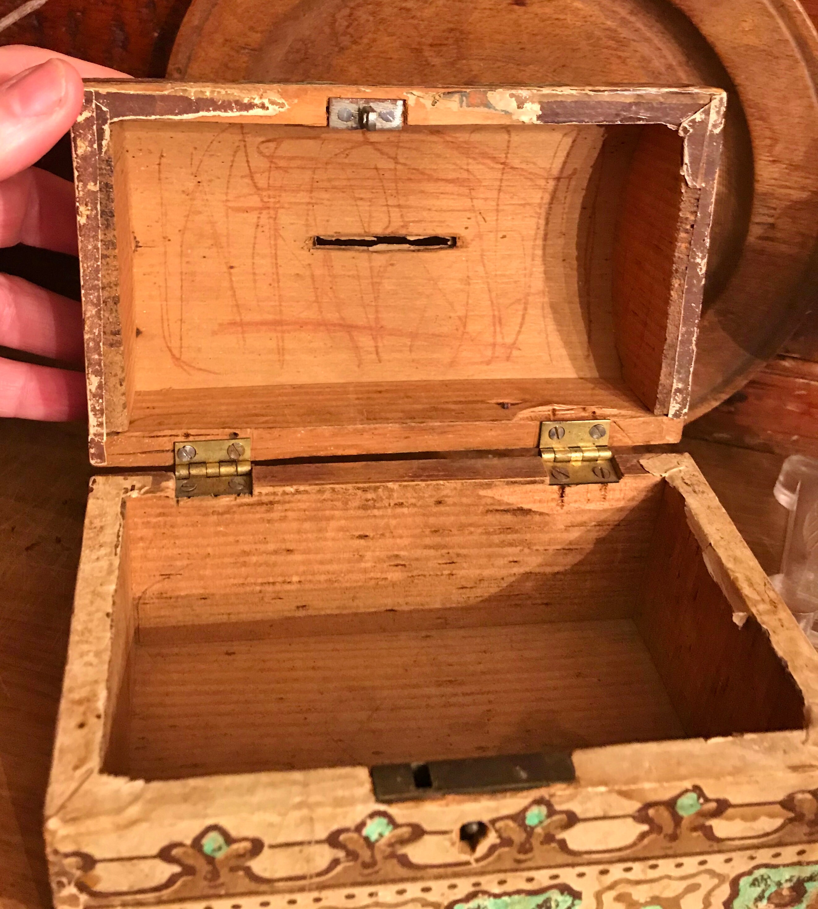 Antique Wallpaper Box Small Dome Topped Wooden Box Etsy