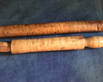 Antique Rolling Pins, Maple Burl or Tiger Maple, c. 1850