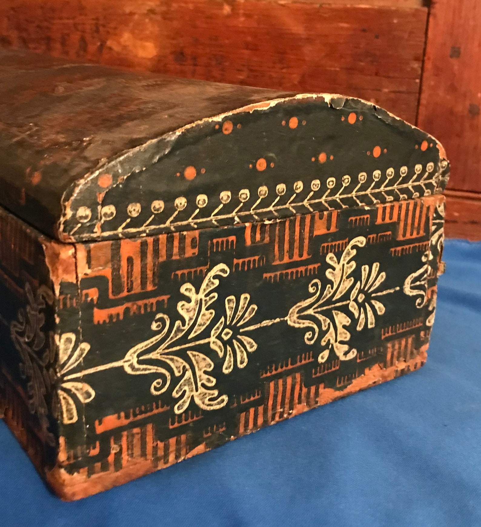 Antique Wallpaper Box Dome Topped Wooden Box Angel or Cupid Etsy