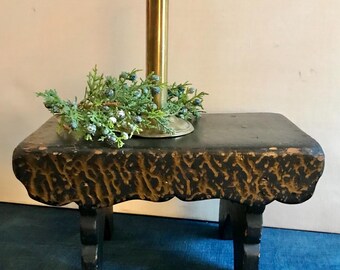 Antique Foot Stool, Cricket, Black with Gold Sponged Paint, Christmas Riser