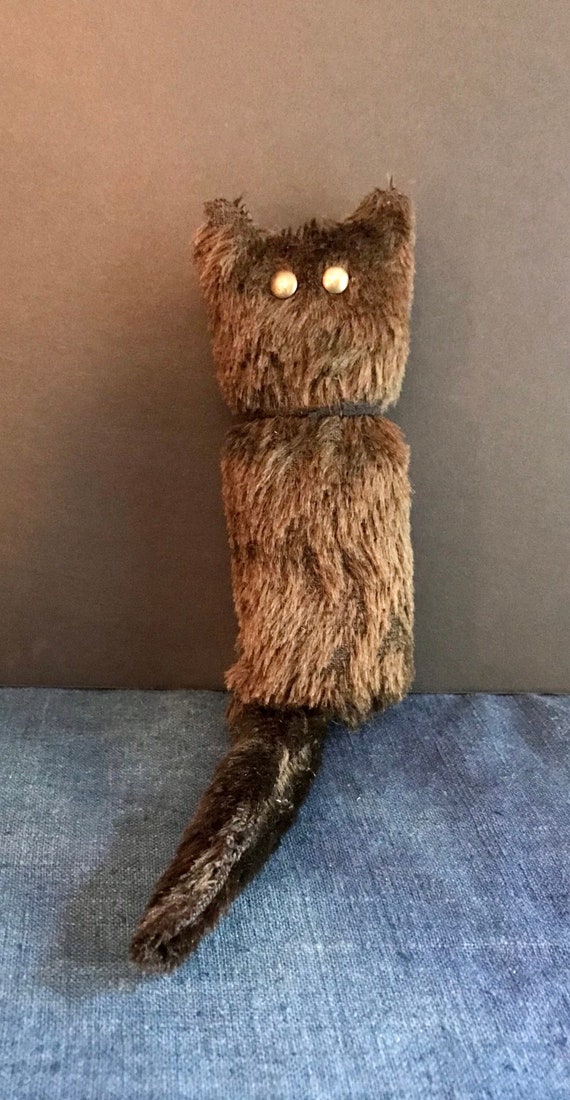 Antique Mohair Sock Cat Toy Black Cat Etsy UK