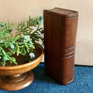 Antique Miniature Carved Wooden Book, Folk Art