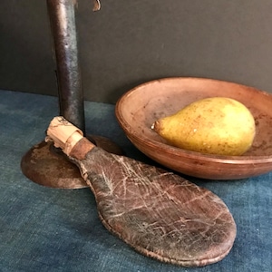 Antique Leather Shot Pouch, Flask, Make Do Stopper