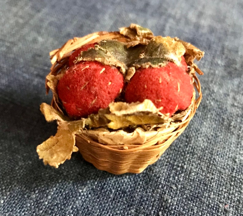 Antique Pincushion and Emery Tiny Baskets of Strawberries Etsy