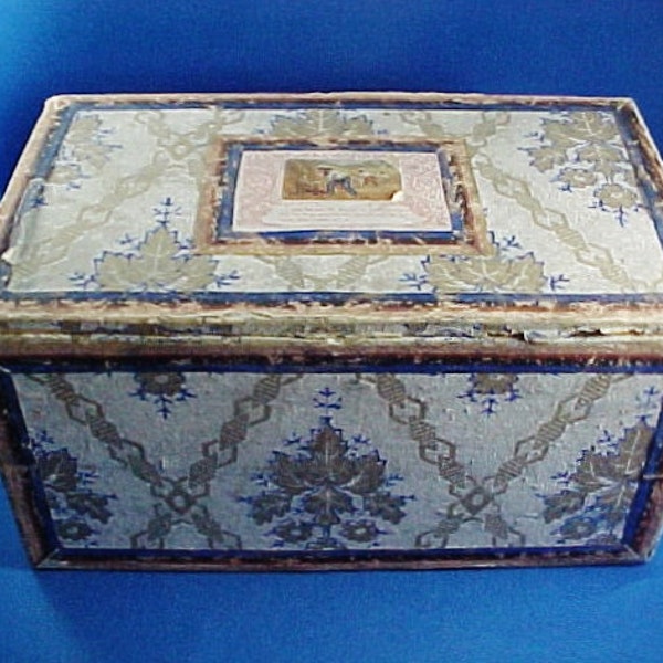 Reserved--Antique c 1860 Wallpaper Box, Home Made, Reward of Merit on Lid