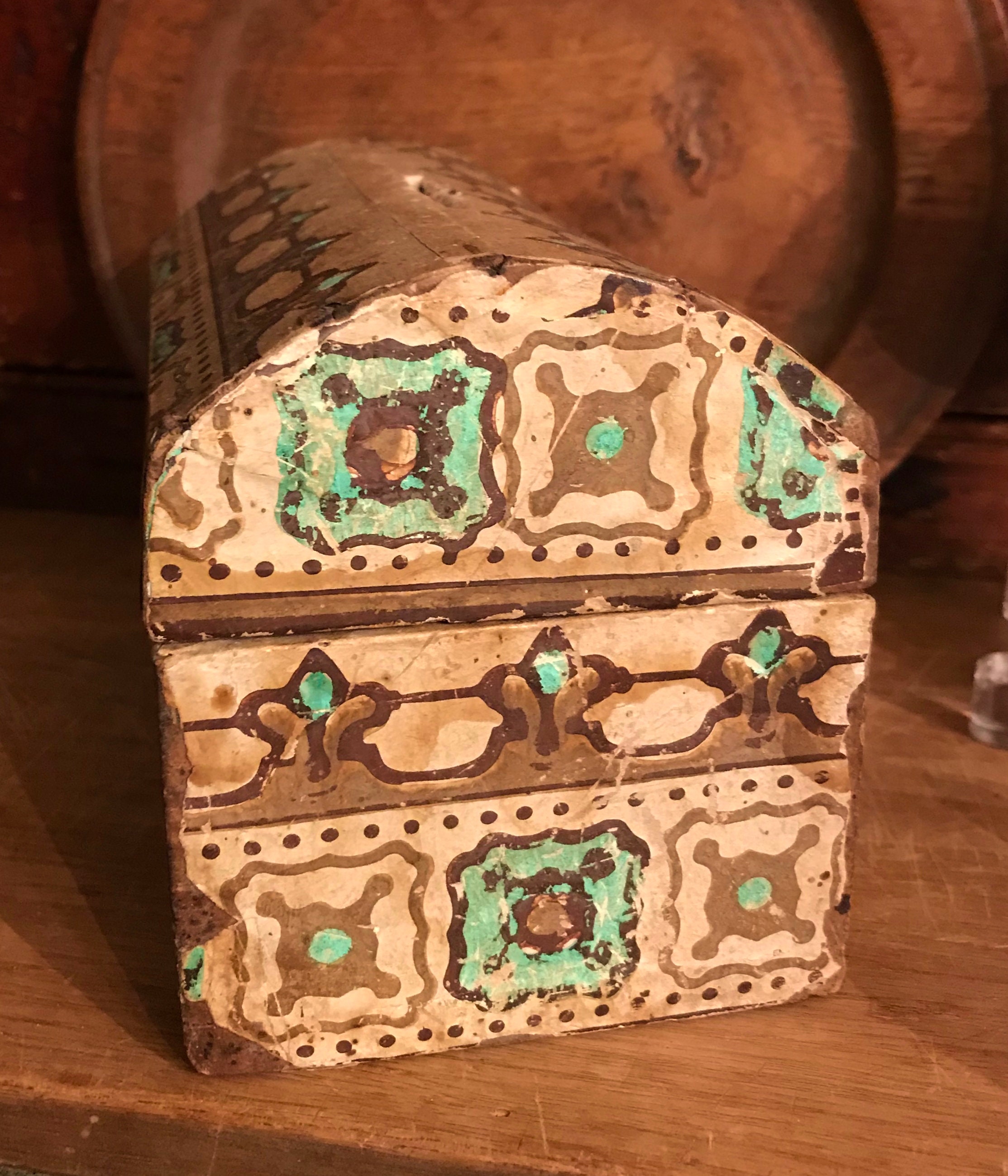 Antique Wallpaper Box Small Dome Topped Wooden Box Etsy