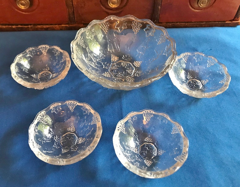 Antique Childs Pressed Glass Berry Bowl Set comptine vers Etsy France