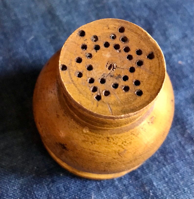 Antique Wooden Sander Pounce Pot Original Yellow Paint Etsy
