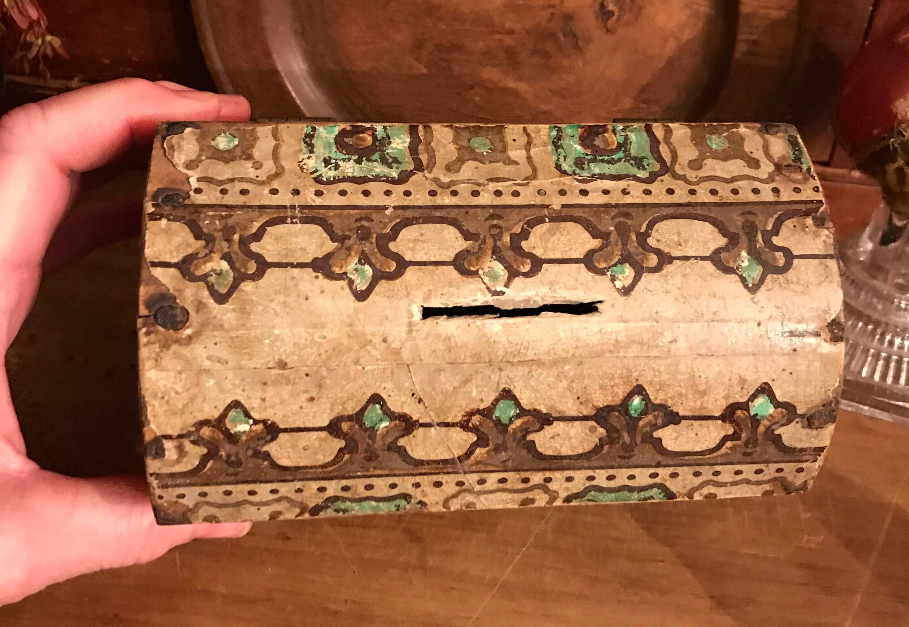Antique Wallpaper Box Small Dome Topped Wooden Box Etsy