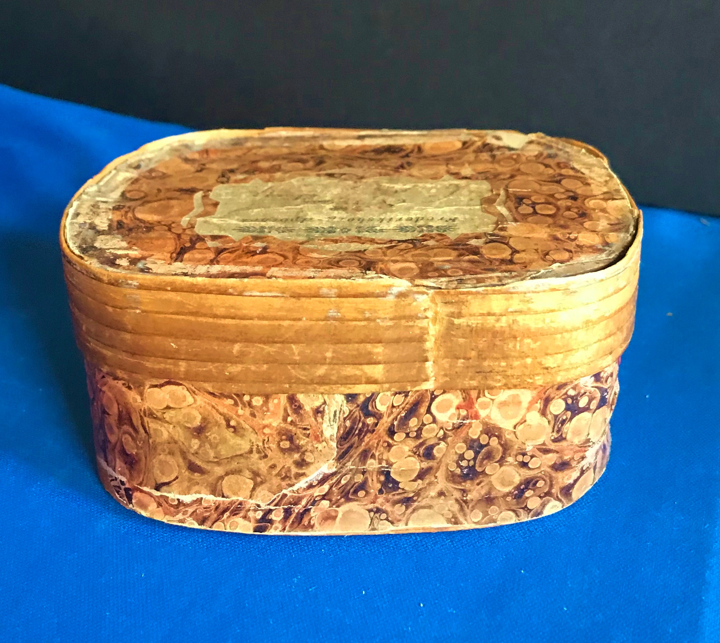 Caja antigua de madera doblada cubierta de papel de mármol | Etsy